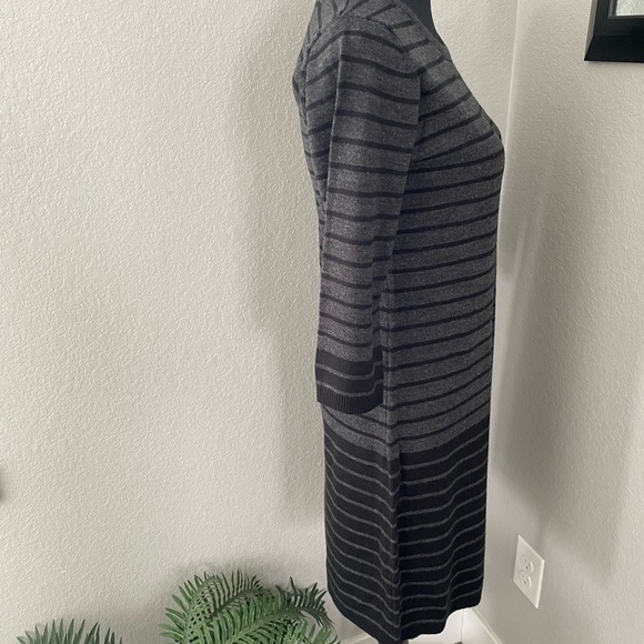 AB Studio Black Gray Long Sleeve Striped Sweater Dress Small - Picture 4 of 12